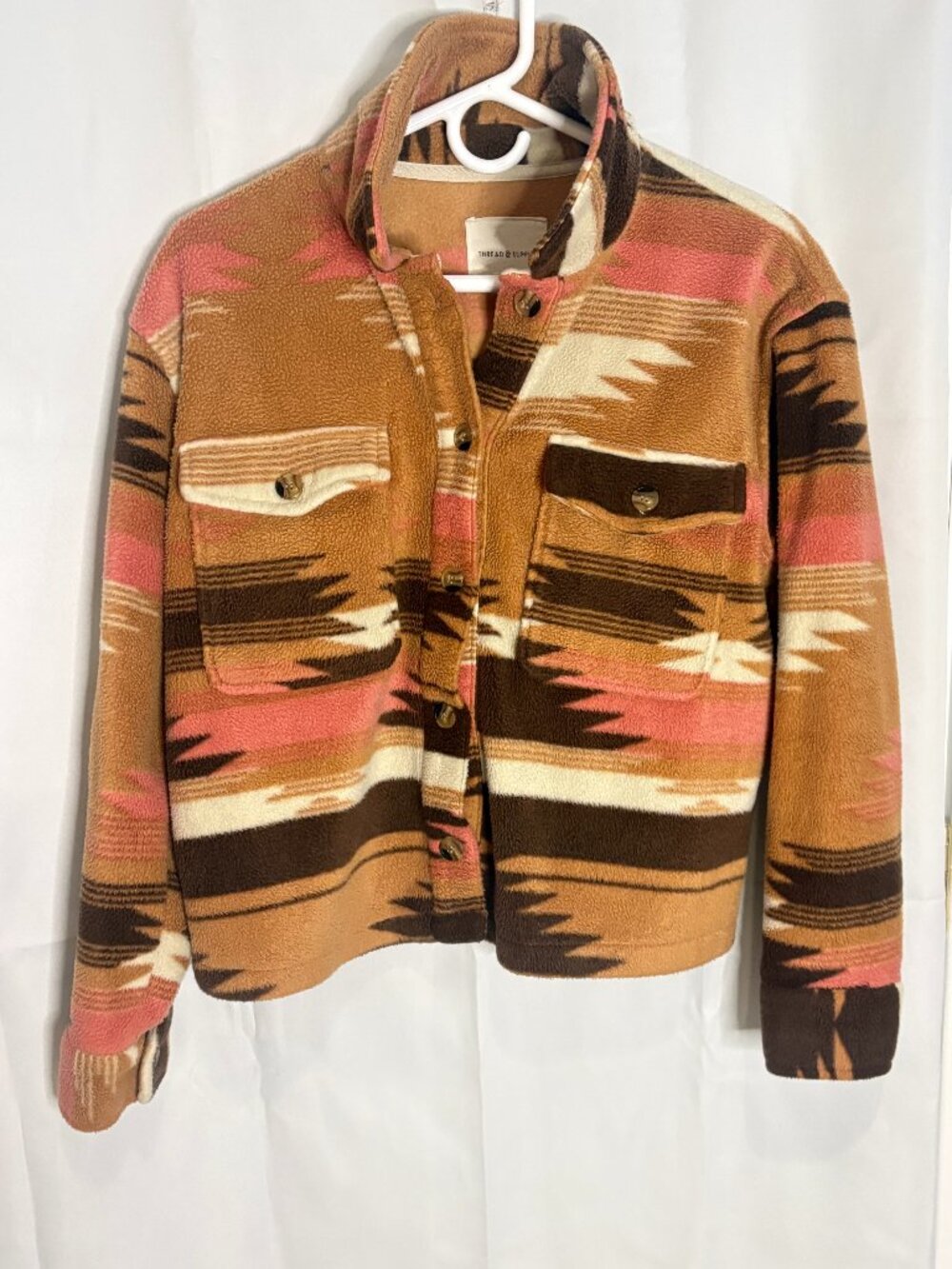 Thread & Supply Auria Jacket Size Small in Pecan Brown Rose Aztec